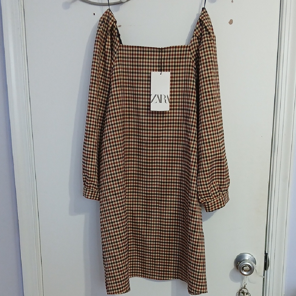 Zara Women's Checkered Dress - Black and Brown